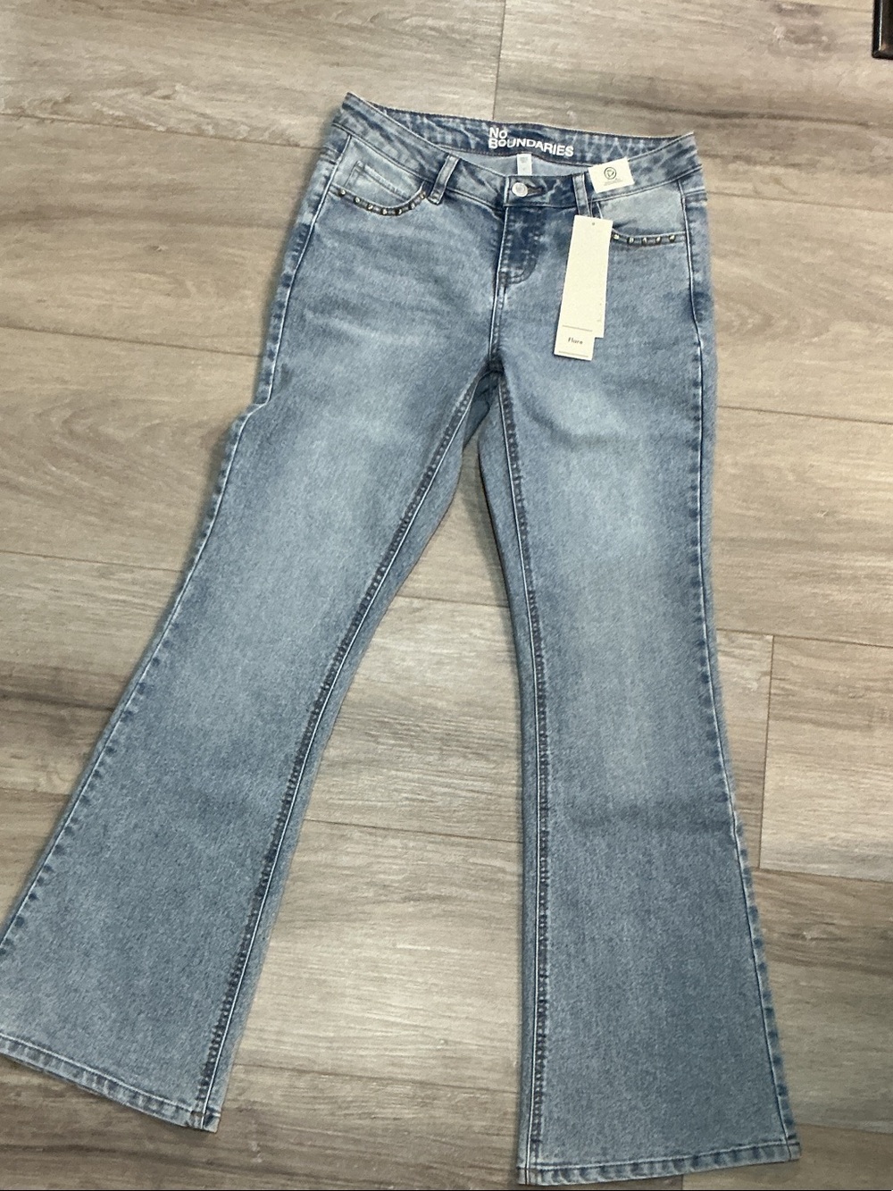No Boundaries Washed Light Blue Flare Jeans - Women's